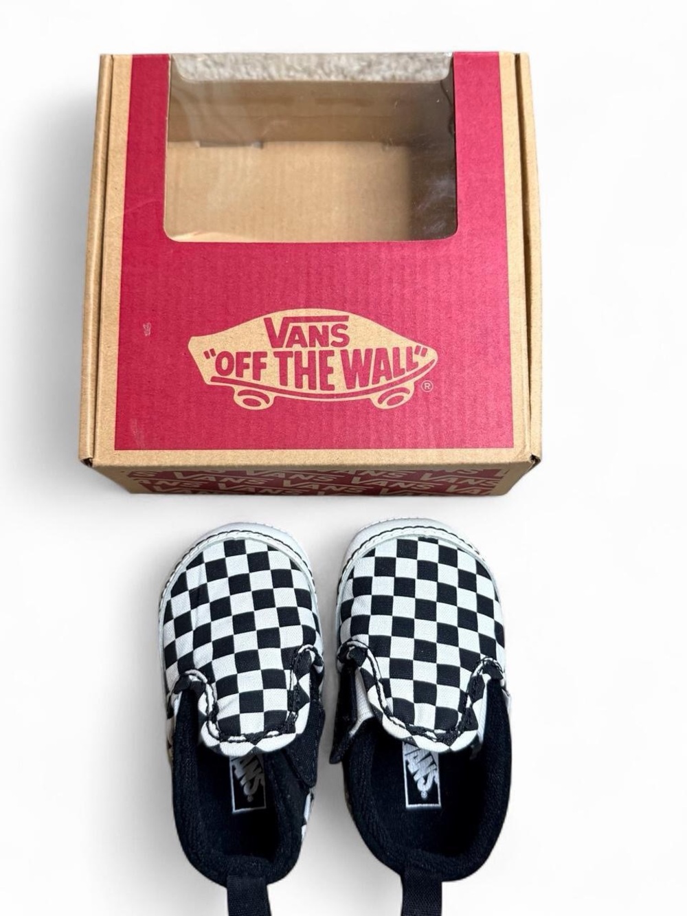 Vans Baby Checkerboard Slip-On Shoes - Black & White